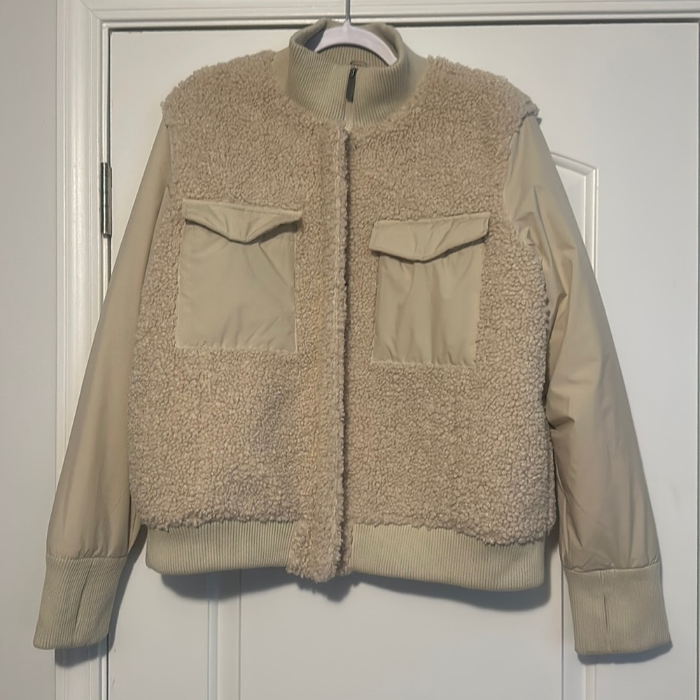 Up west Sherpa Bomber jacket in oatmeal